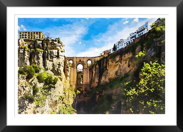 Picturesque Charm of Ronda - C1804 2905 WAT Framed Mounted Print by Jordi Carrio