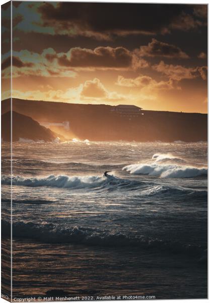 Surf Sunset Canvas Print by MATT MENHENETT