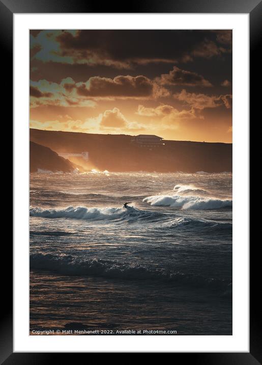 Surf Sunset Framed Mounted Print by MATT MENHENETT