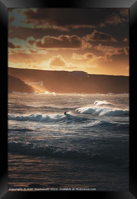 Surf Sunset Framed Print by MATT MENHENETT