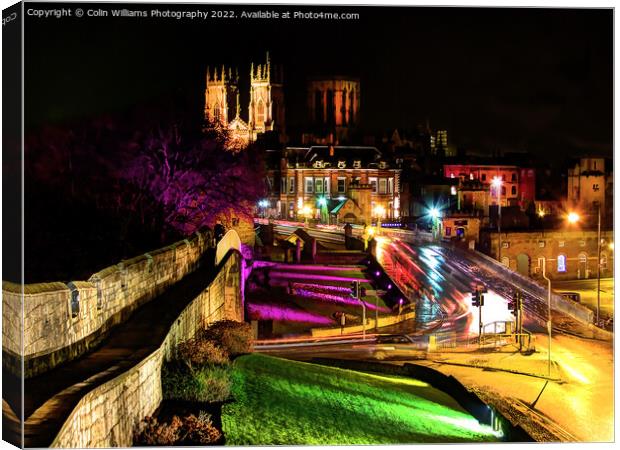 York Minster from The Roman Walls At Night Canvas Print by Colin Williams Photography