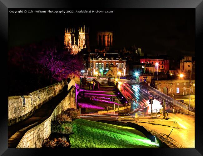 York Minster from The Roman Walls At Night Framed Print by Colin Williams Photography