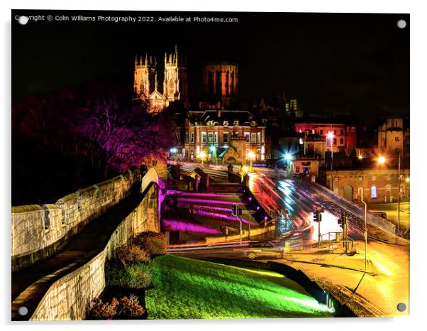 York Minster from The Roman Walls At Night Acrylic by Colin Williams Photography