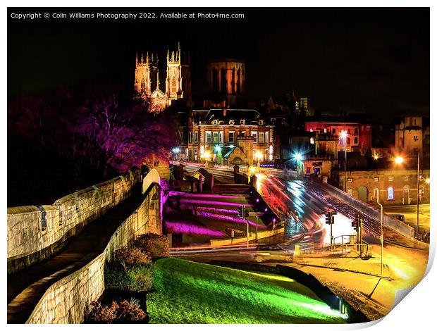 York Minster from The Roman Walls At Night Print by Colin Williams Photography
