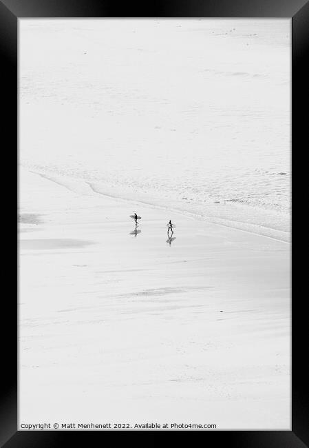 Two Surfers Framed Print by MATT MENHENETT