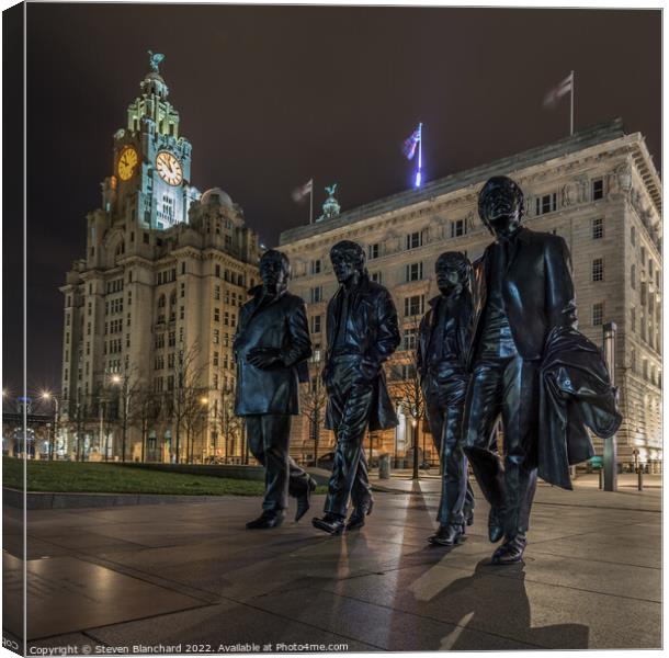 Beatles status liverpool waterfront Canvas Print by Steven Blanchard