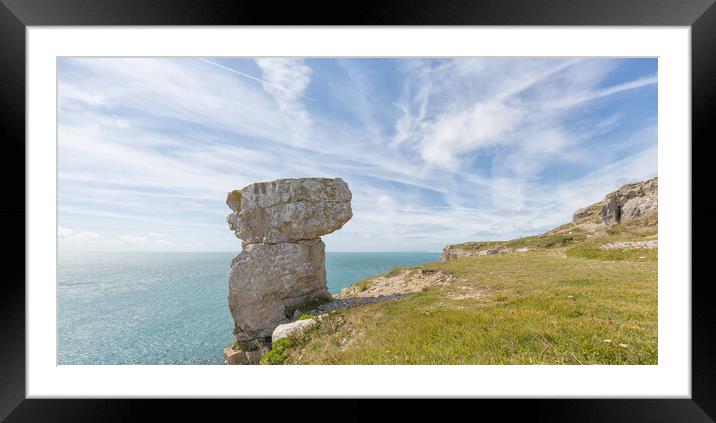 St Aldhelm's Head Monolith Framed Mounted Print by Mark Godden