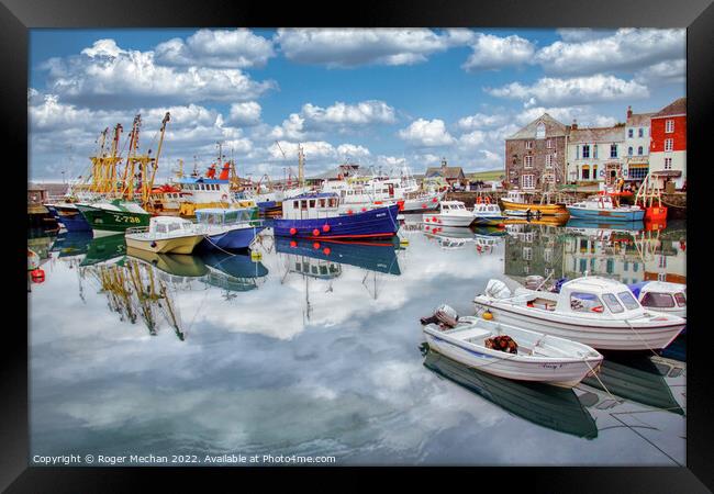 Serenity at Padstow Harbour Framed Print by Roger Mechan