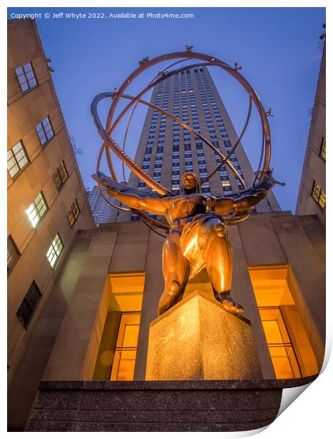 Atlas statue at Rockefeller Print by Jeff Whyte