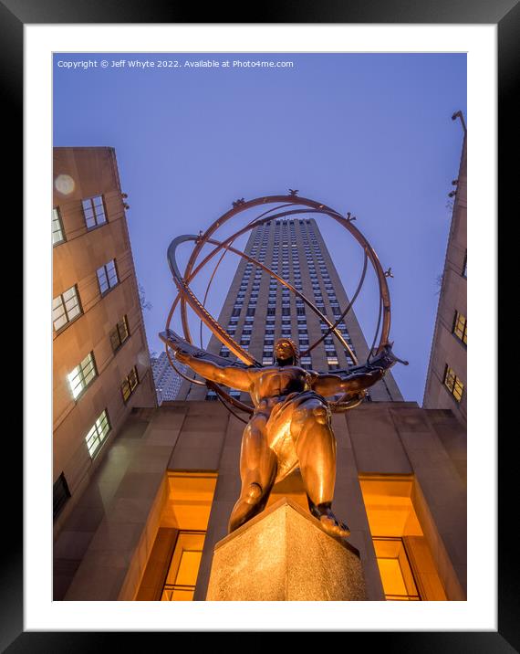 Atlas statue at Rockefeller Framed Mounted Print by Jeff Whyte