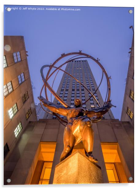 Atlas statue at Rockefeller Acrylic by Jeff Whyte