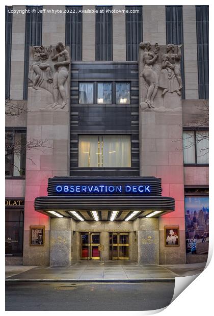 Entrance to the Observation deck of the Rockefeller Print by Jeff Whyte