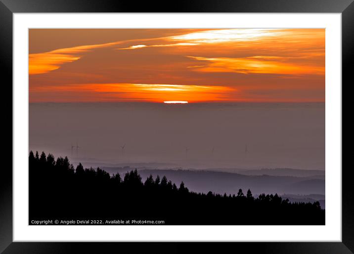 Sunset view from Foia Mountain. Monchique Framed Mounted Print by Angelo DeVal