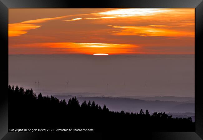 Sunset view from Foia Mountain. Monchique Framed Print by Angelo DeVal