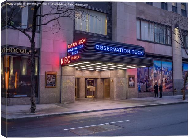 Entrance to the Observation deck of the Rockefeller Canvas Print by Jeff Whyte