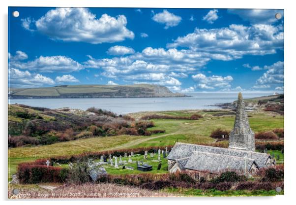 The Serenity of St Enodoc Church Acrylic by Roger Mechan