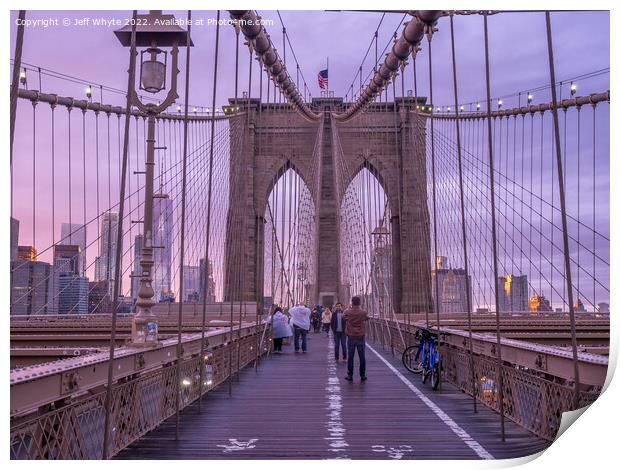 Brooklyn Bridge at sunset  Print by Jeff Whyte