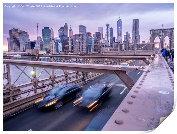 Brooklyn Bridge at sunset  Print by Jeff Whyte