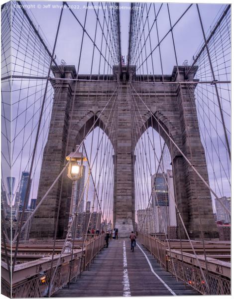 Brooklyn Bridge at sunset  Canvas Print by Jeff Whyte