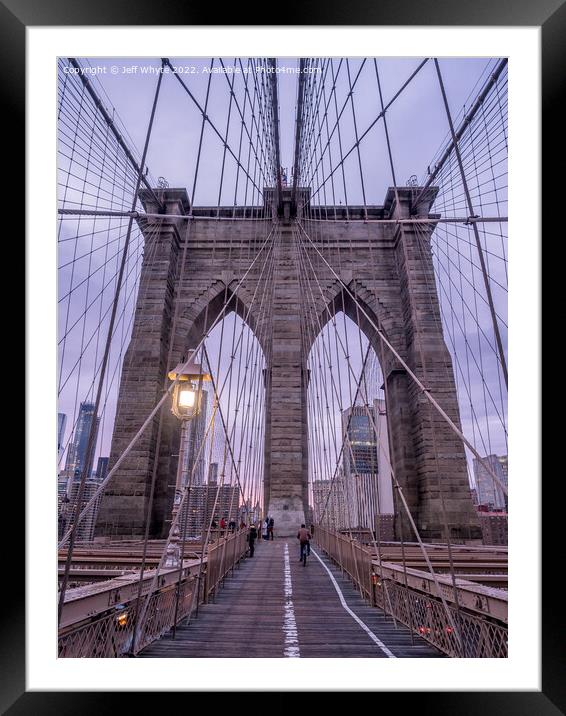Brooklyn Bridge at sunset  Framed Mounted Print by Jeff Whyte