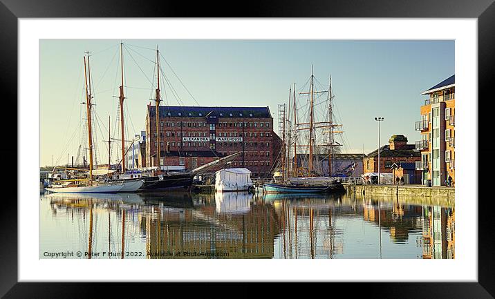 Gloucester Dock Winter Reflections Framed Mounted Print by Peter F Hunt