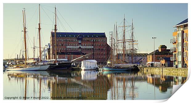 Gloucester Dock Winter Reflections Print by Peter F Hunt