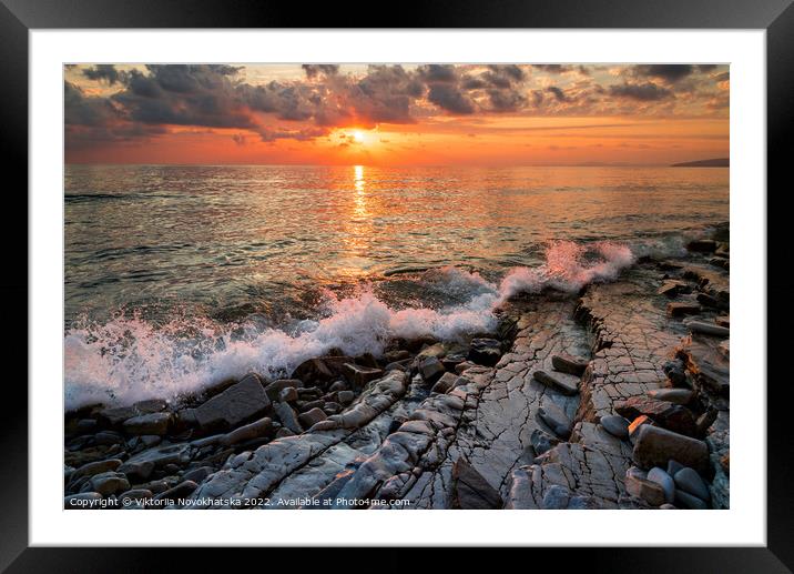Sunset across the seascape Framed Mounted Print by Viktoriia Novokhatska