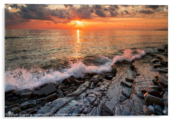 Sunset across the seascape Acrylic by Viktoriia Novokhatska