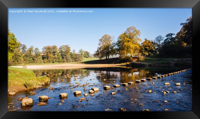 River Wharfe Stepping Stones Yorkshire Dales Framed Print by Pearl Bucknall