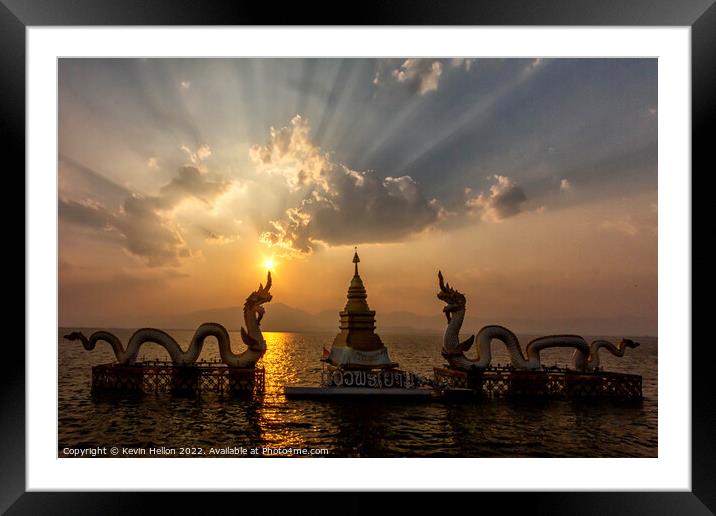 Sunset over Phayao lake, Thailand Framed Mounted Print by Kevin Hellon