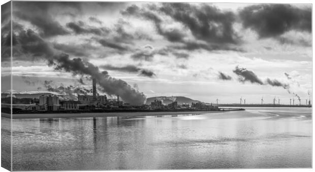 Steam from the banks of the Manchester Ship Canal in monochrome Canvas Print by Jason Wells