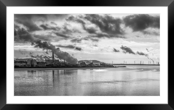 Steam from the banks of the Manchester Ship Canal in monochrome Framed Mounted Print by Jason Wells