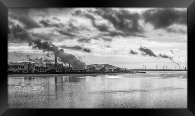 Steam from the banks of the Manchester Ship Canal in monochrome Framed Print by Jason Wells