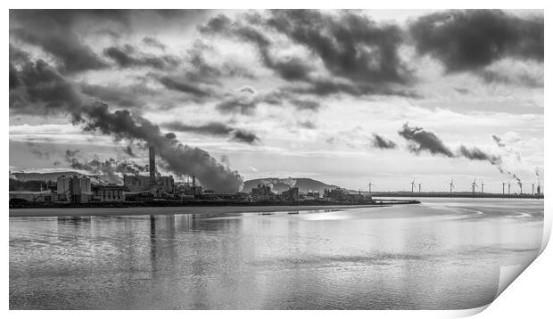 Steam from the banks of the Manchester Ship Canal in monochrome Print by Jason Wells