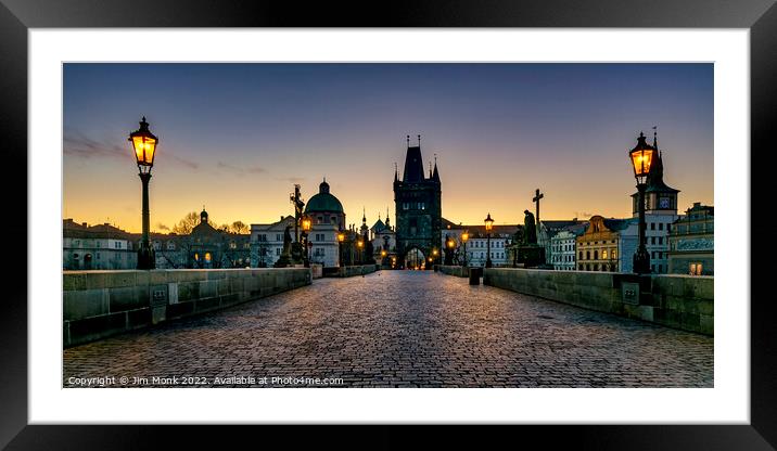Charles Bridge Dawn, Prague Framed Mounted Print by Jim Monk