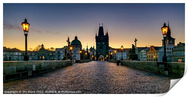 Charles Bridge Dawn, Prague Print by Jim Monk