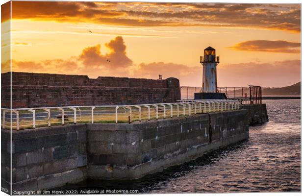 Ardrossan Harbour at sunset Canvas Print by Jim Monk