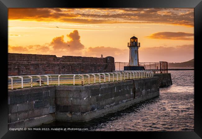 Ardrossan Harbour at sunset Framed Print by Jim Monk