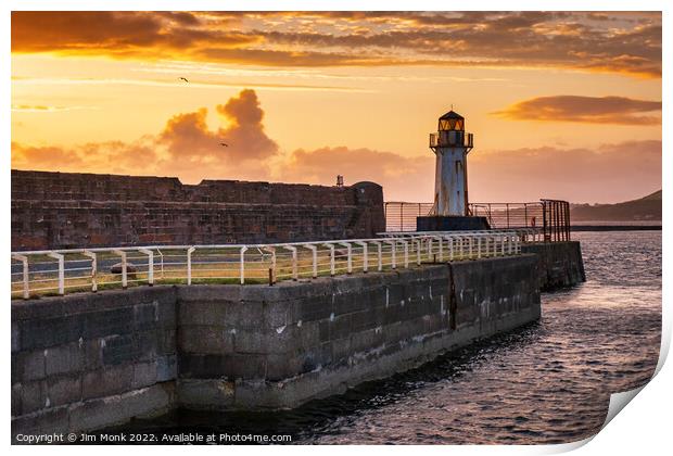 Ardrossan Harbour at sunset Print by Jim Monk