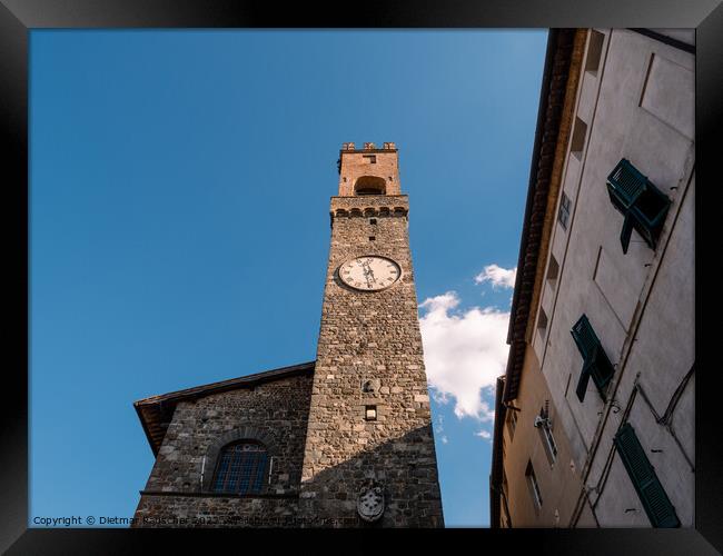 Palazzo dei Priori Montalcino Clock Tower Framed Print by Dietmar Rauscher