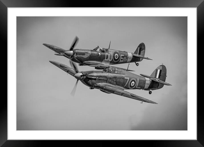Hurricane and Spitfire Framed Mounted Print by J Biggadike