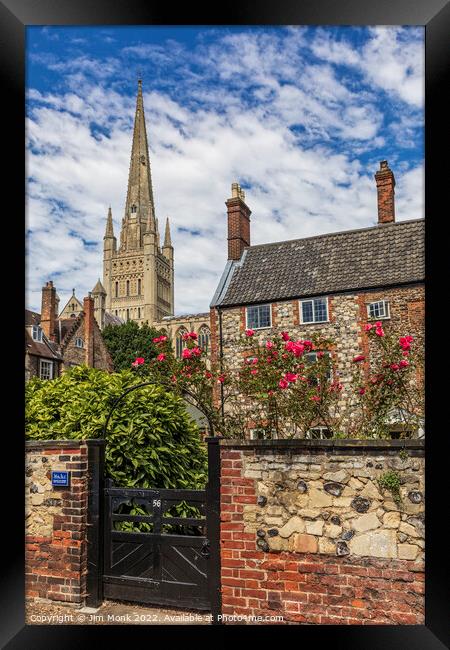 Cathedral Close in Norwich   Framed Print by Jim Monk