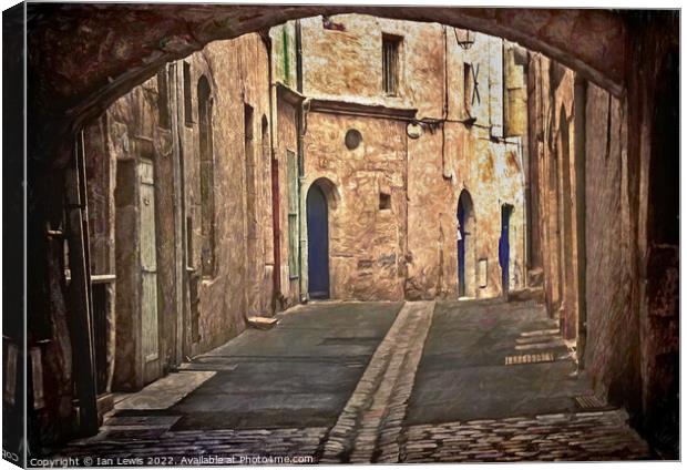A Medieval Street in Pézenas Canvas Print by Ian Lewis