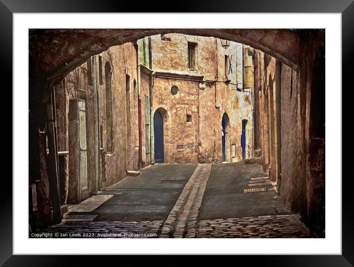 A Medieval Street in Pézenas Framed Mounted Print by Ian Lewis