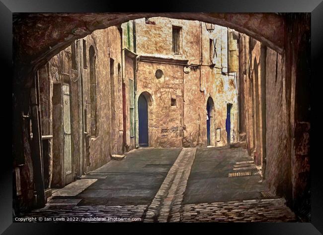 A Medieval Street in Pézenas Framed Print by Ian Lewis