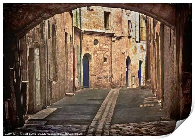 A Medieval Street in Pézenas Print by Ian Lewis