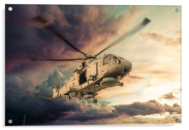 Royal Navy Merlin Helicopter Acrylic by J Biggadike