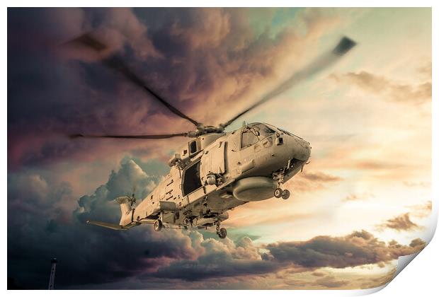 Royal Navy Merlin Helicopter Print by J Biggadike