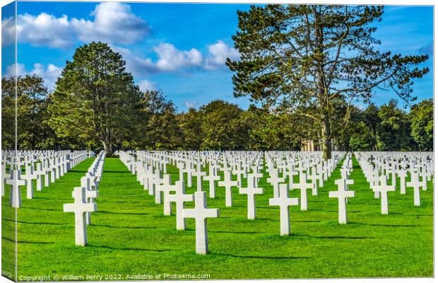American Military World War 2 Cemetery Normandy France Canvas Print by William Perry