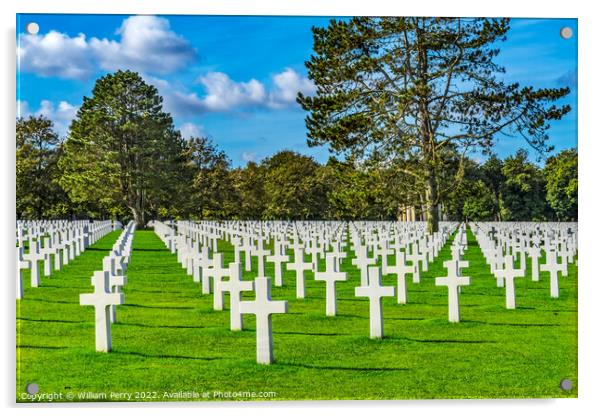 American Military World War 2 Cemetery Normandy France Acrylic by William Perry